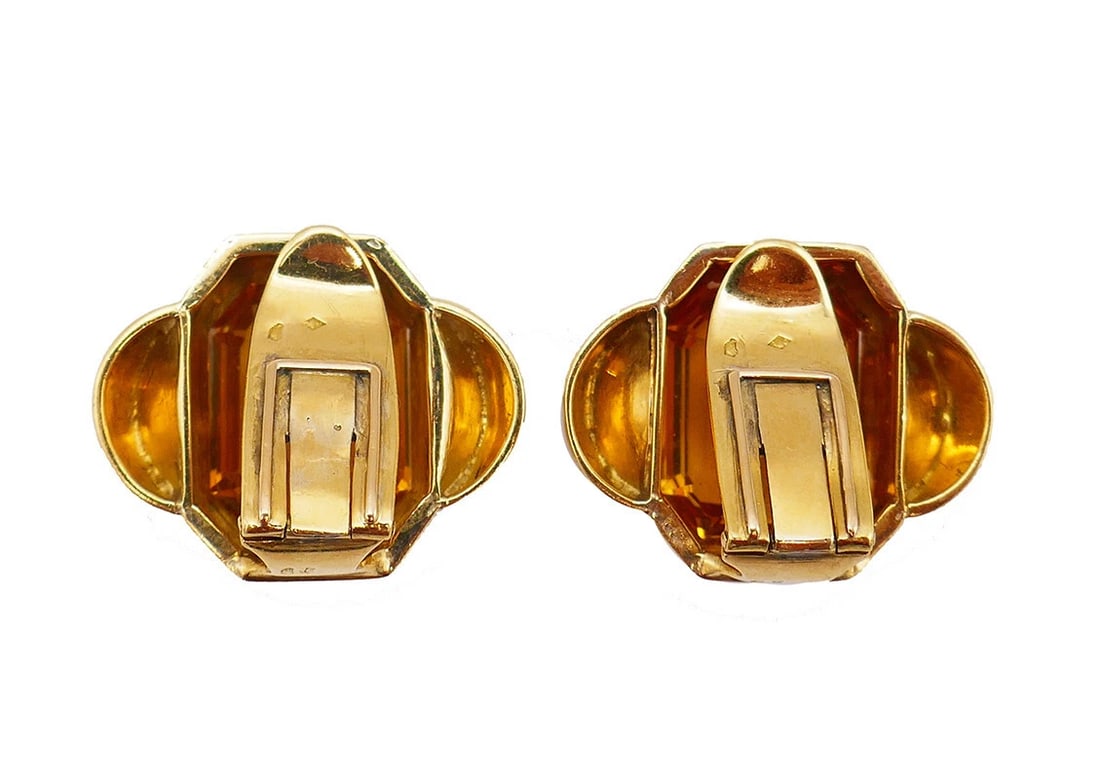Vintage French 18k Gold EARRINGS Citrine Estate Jewelry - 6