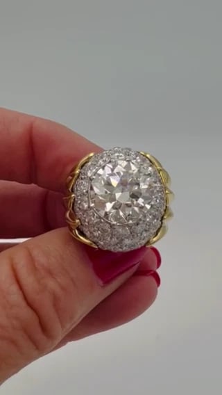 Verdura Vintage Ring 18k Gold Diamond 5.01-carat J SI2 GIA Estate Jewelry - 2