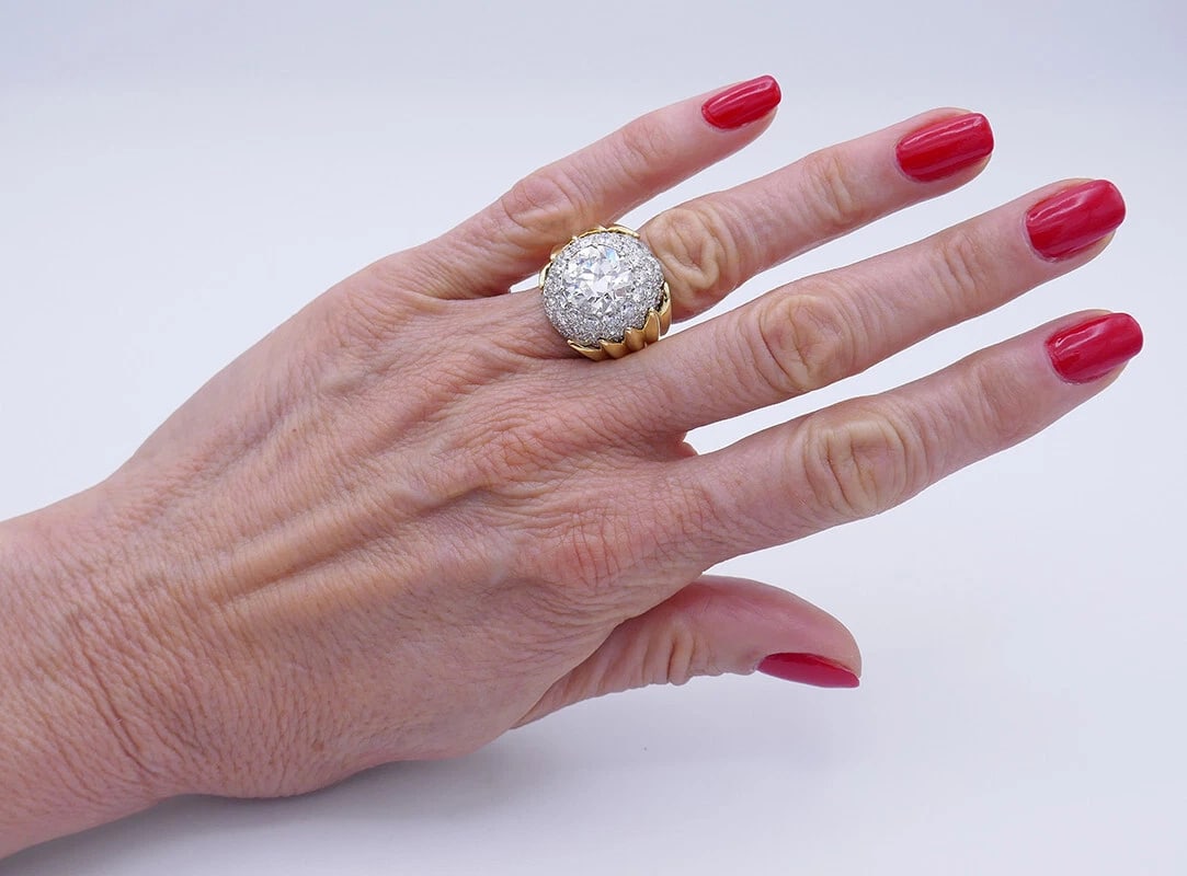 Verdura Vintage Ring 18k Gold Diamond 5.01-carat J SI2 GIA Estate Jewelry - 3