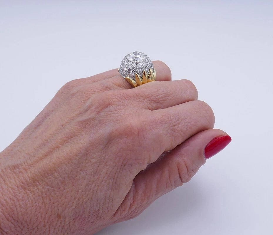 Verdura Vintage Ring 18k Gold Diamond 5.01-carat J SI2 GIA Estate Jewelry - 4