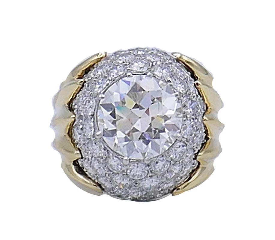 Verdura Vintage Ring 18k Gold Diamond 5.01-carat J SI2 GIA Estate Jewelry - 6