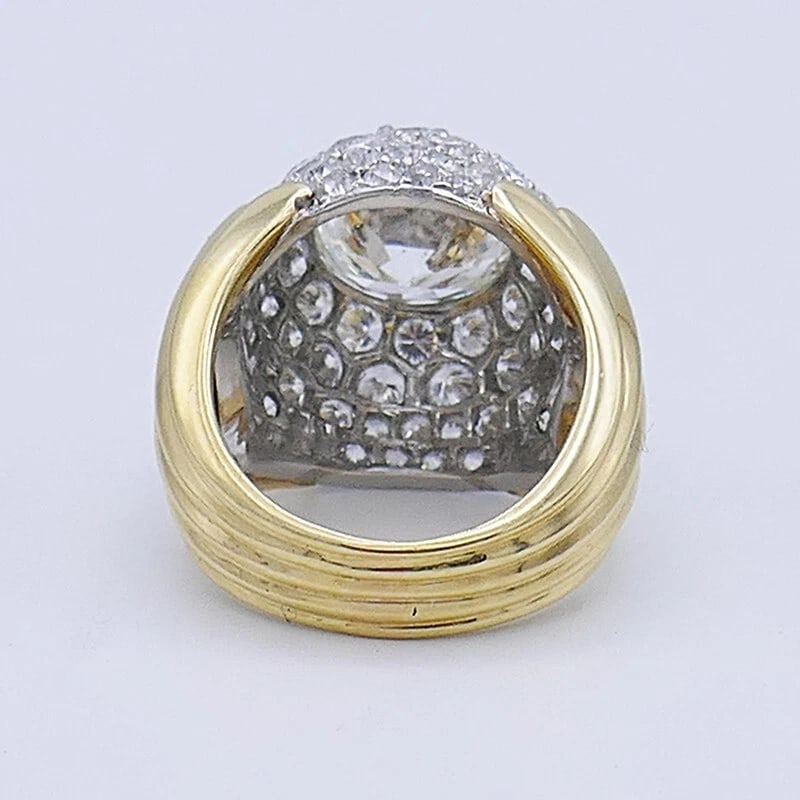 Verdura Vintage Ring 18k Gold Diamond 5.01-carat J SI2 GIA Estate Jewelry - 8