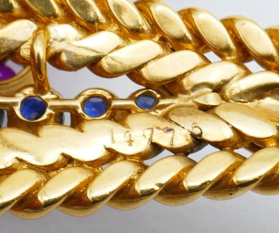 French Vintage BROOCH Wild Rose Clip Pin 18k Gold Estate Jewelry - 6