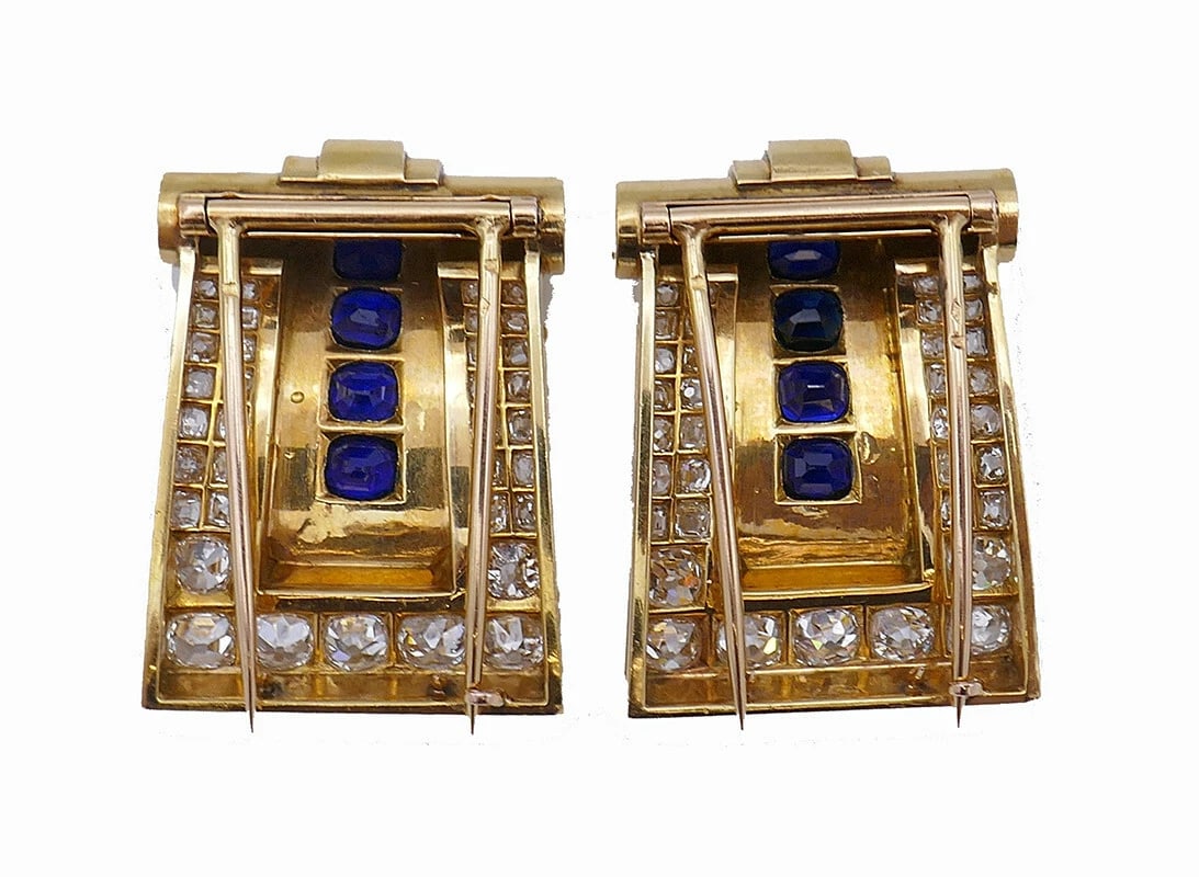 Rene Boivin 18k Gold Retro Double Clip Pin Brooch Vintage Jewelry - 4