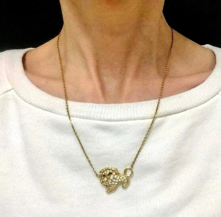 Fred Paris Necklace Leo Pendant Gold Diamond Emerald - 2