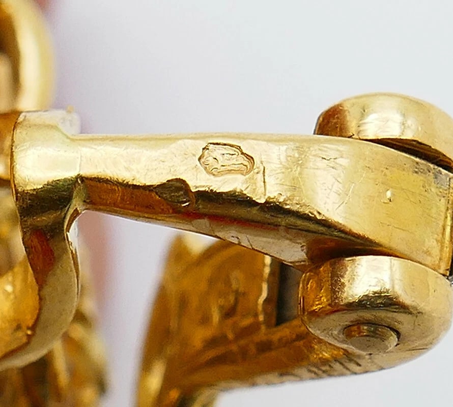 Vintage Marchak 18k Gold Diamond EARRINGS French Clip-on - 8