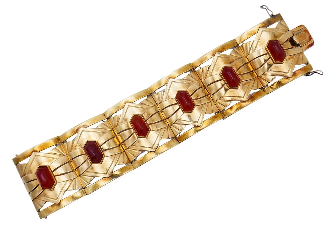 Art Nouveau 14k Gold Carnelian BRACELET Estate Jewelry Antique - 3