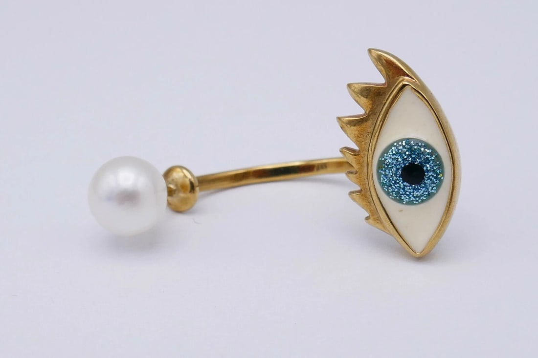 Delfina Delettrez Gold Enamel Eye Piercing Earring - 7