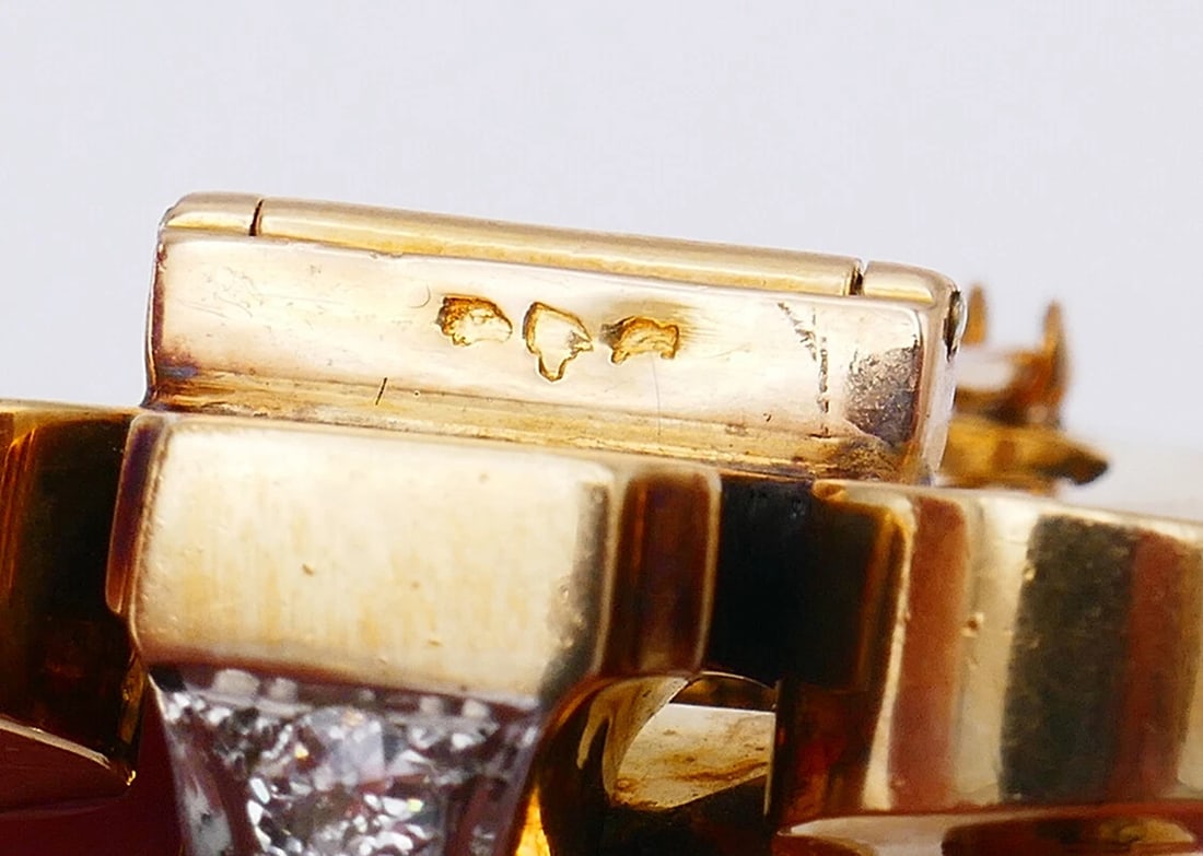 BOUCHERON 18k Gold Retro CLIP Pin Brooch Diamond Sapphire - 7