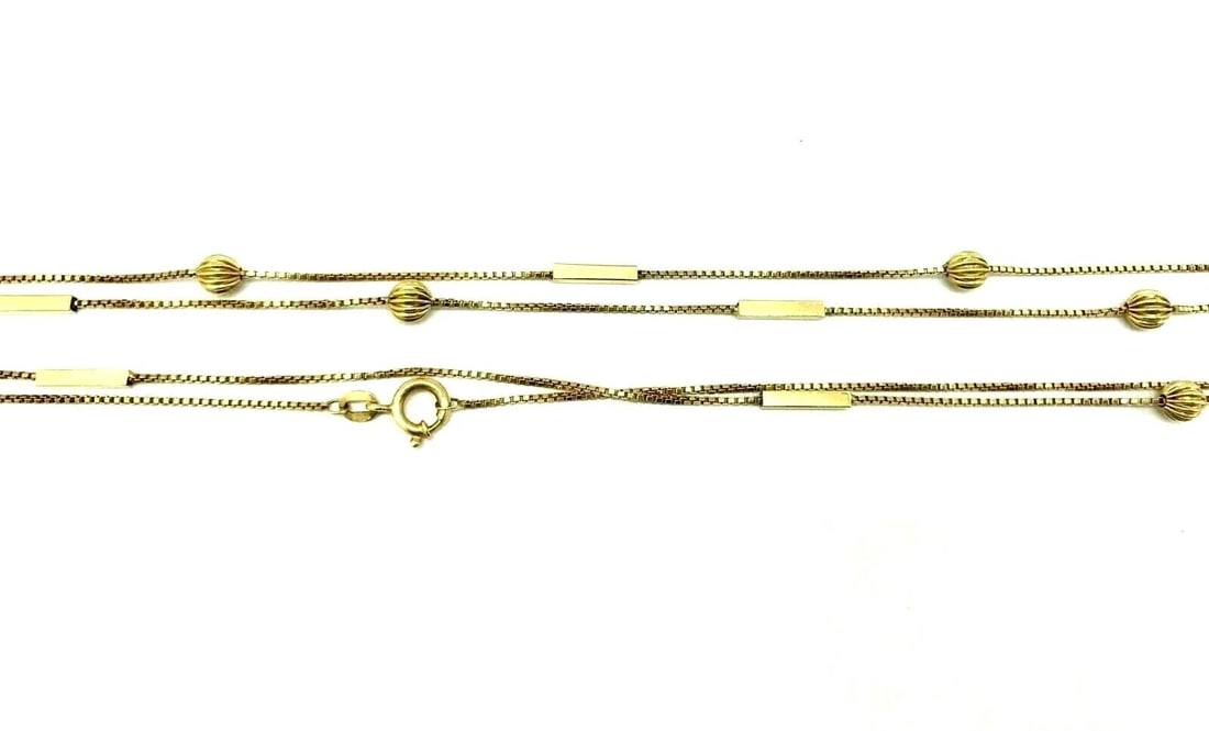 Vintage 18k Yellow Gold Ball Box Chain Necklace - 5