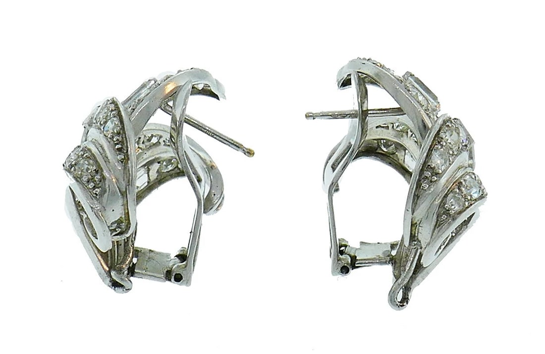 Art Deco Diamond Platinum EARRINGS Antique Estate Jewelry - 5