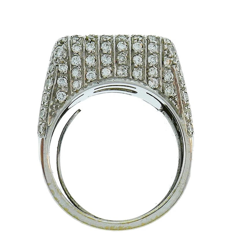 Vintage Yellow Sapphire Diamond 18k White Gold RING Italy - 7