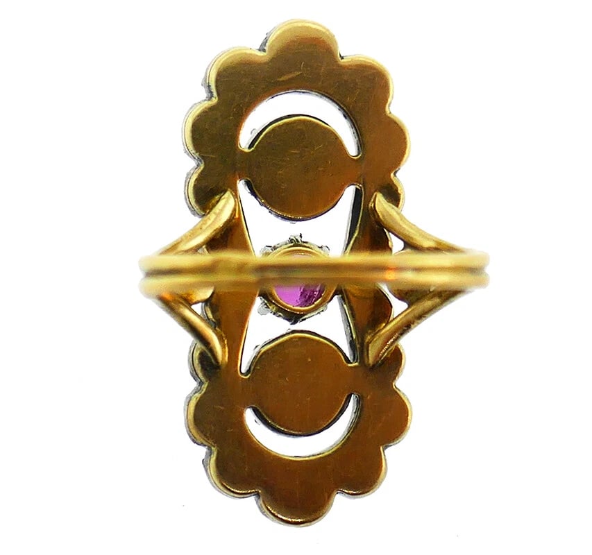 Victorian French Diamond RING 18k Gold Silver Ring Antique - 5