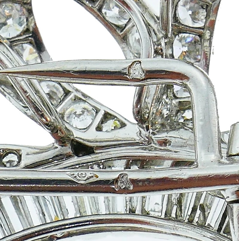 Vintage Cartier Monture Platinum Diamond BROOCH Pin Clip - 7
