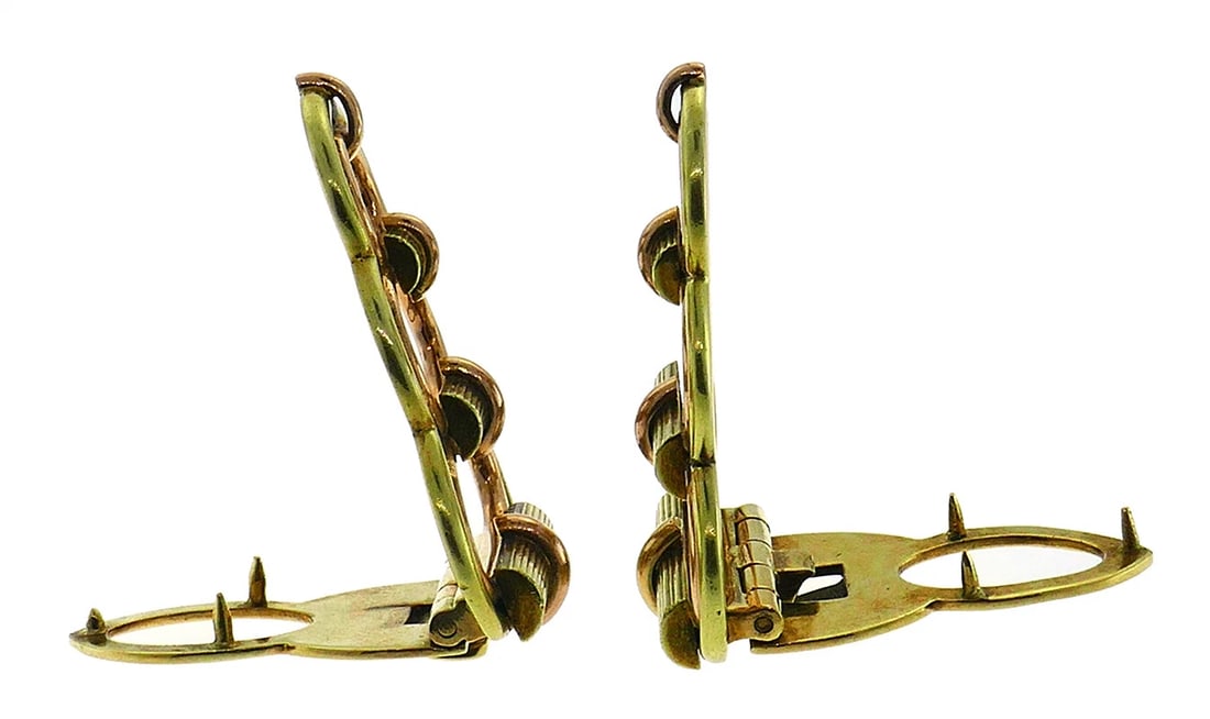 Retro CARTIER 14k Gold Double CLIP PIN BROOCH Estate Jewelry - 5