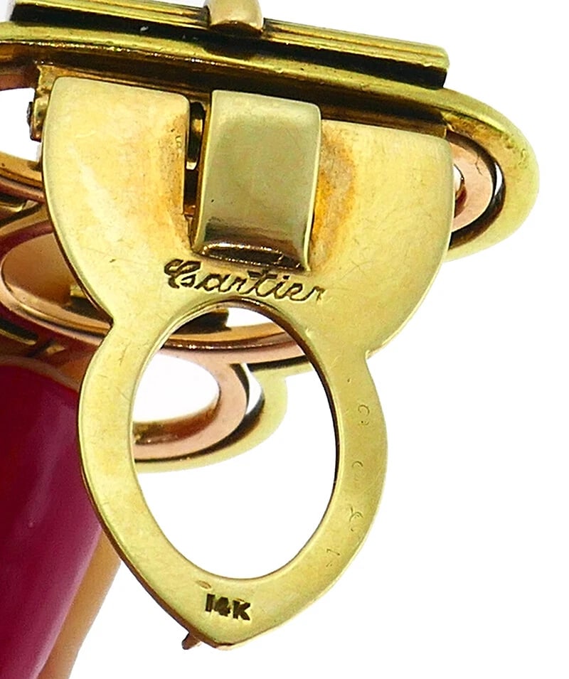 Retro CARTIER 14k Gold Double CLIP PIN BROOCH Estate Jewelry - 6