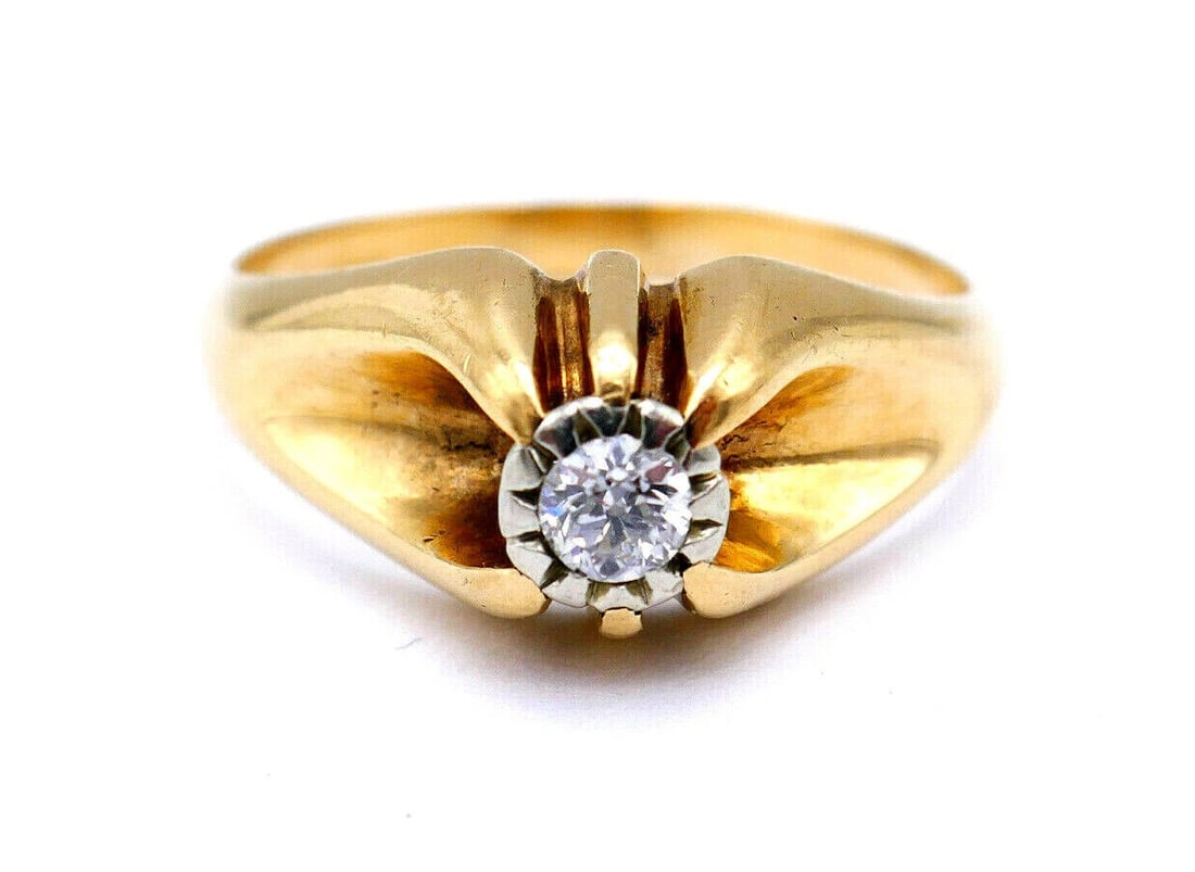 Vintage 14k Yellow Gold Diamond Men Ring (1 of 5)