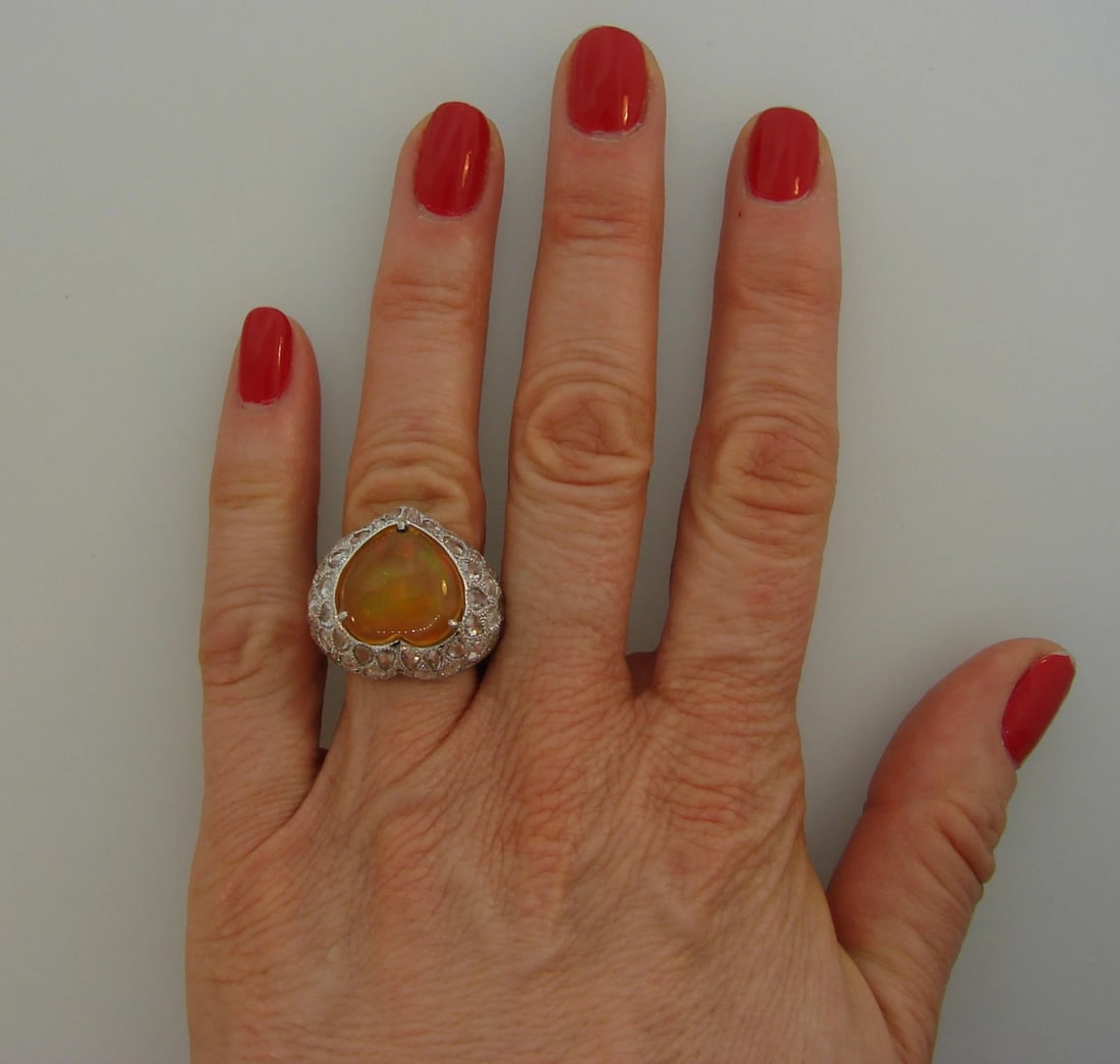 5.51-carat Australian OPAL Diamond White Gold RING - 2