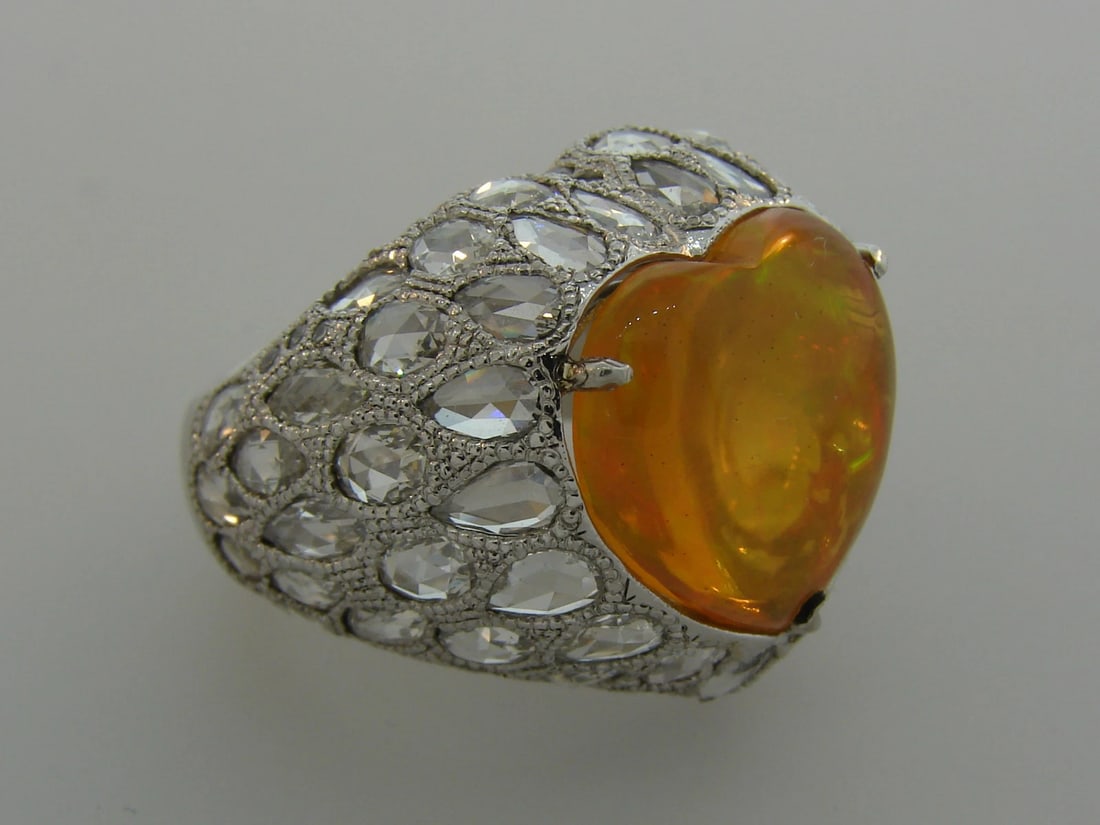 5.51-carat Australian OPAL Diamond White Gold RING - 5