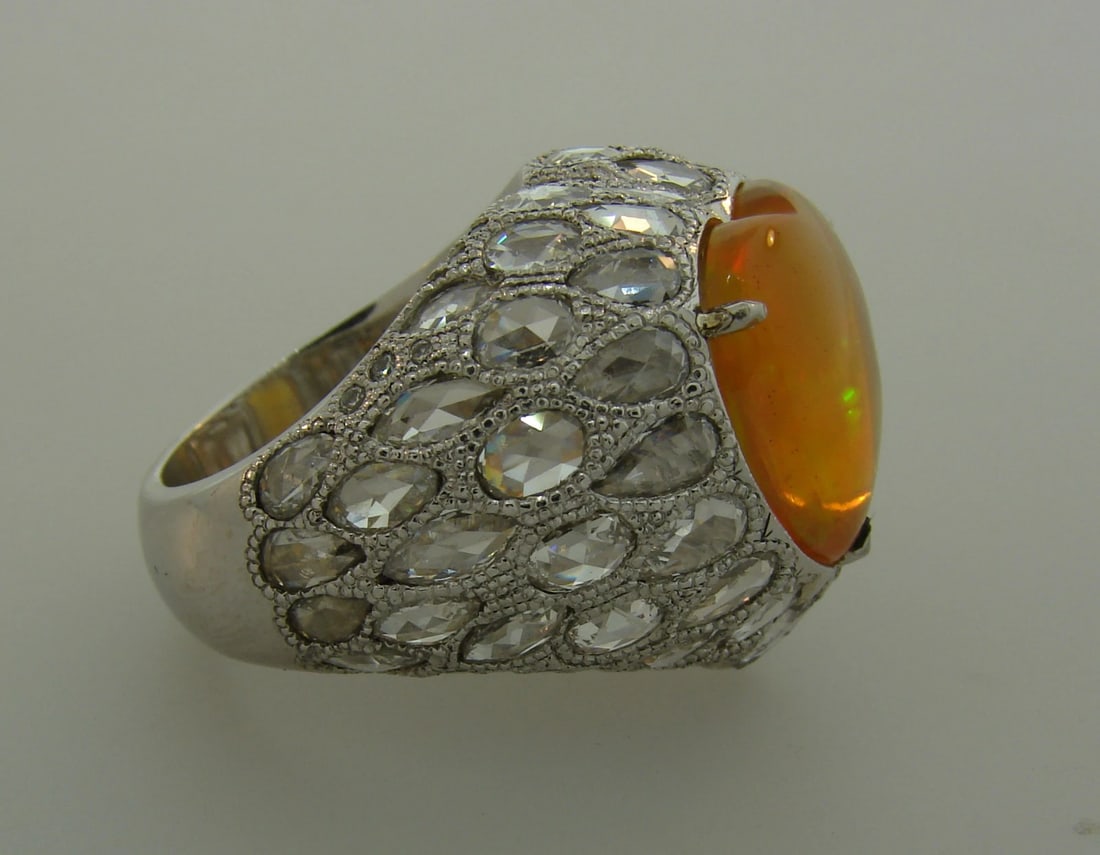 5.51-carat Australian OPAL Diamond White Gold RING - 9