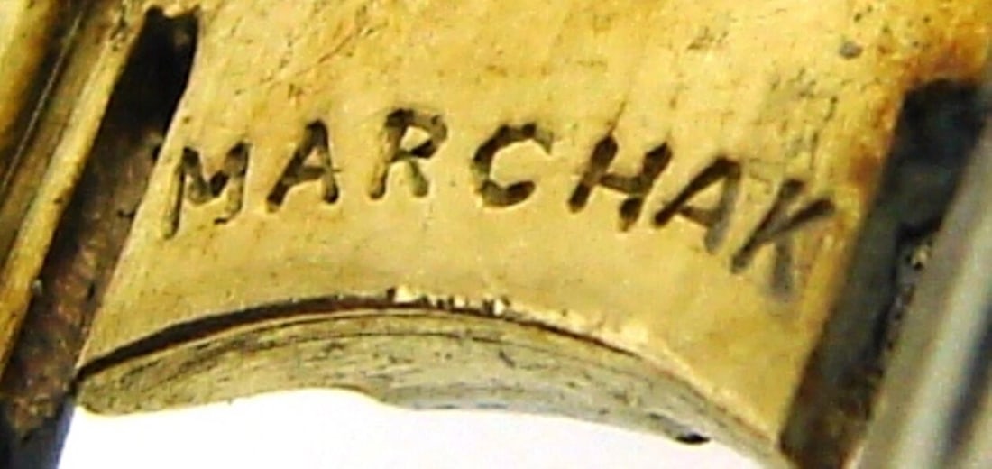 Art Deco MARCHAK Coral Platinum Gold PIN BROOCH Antique French - 4