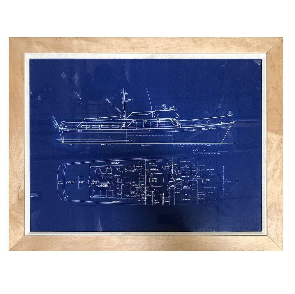 Set of 3 Frame Cruiser Yacht Boat Blueprint Art Prints - 5