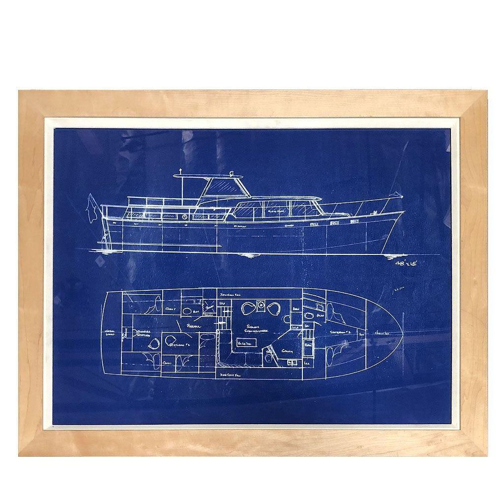 Set of 3 Frame Cruiser Yacht Boat Blueprint Art Prints - 6