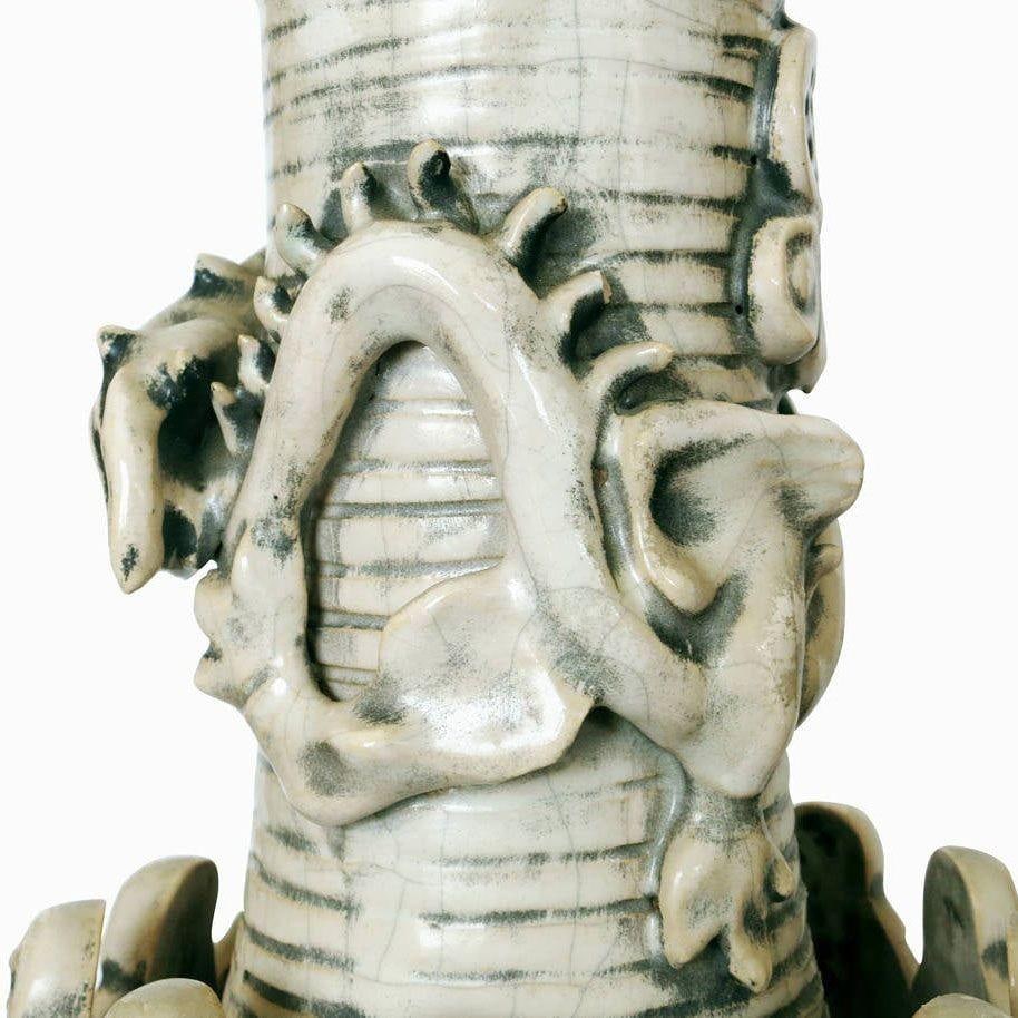 Art Pottery Ceremonial Monks with Dragon Table Lamp - 12