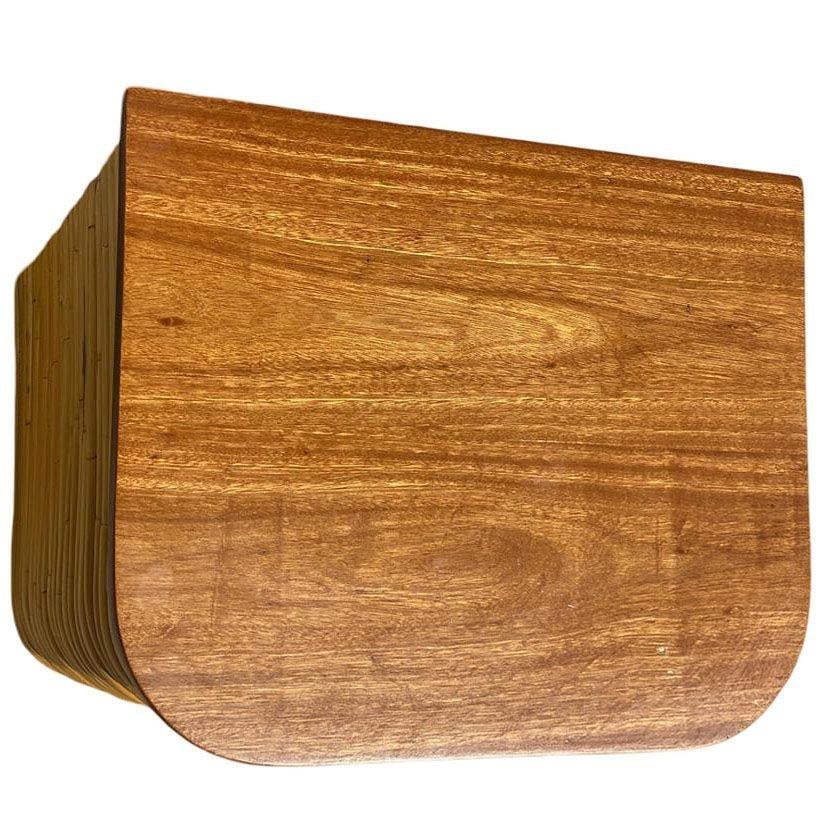 Restored Streamline Art Deco Stacked Rattan Bedside Table W/ Mahogany Top, Pair - 13