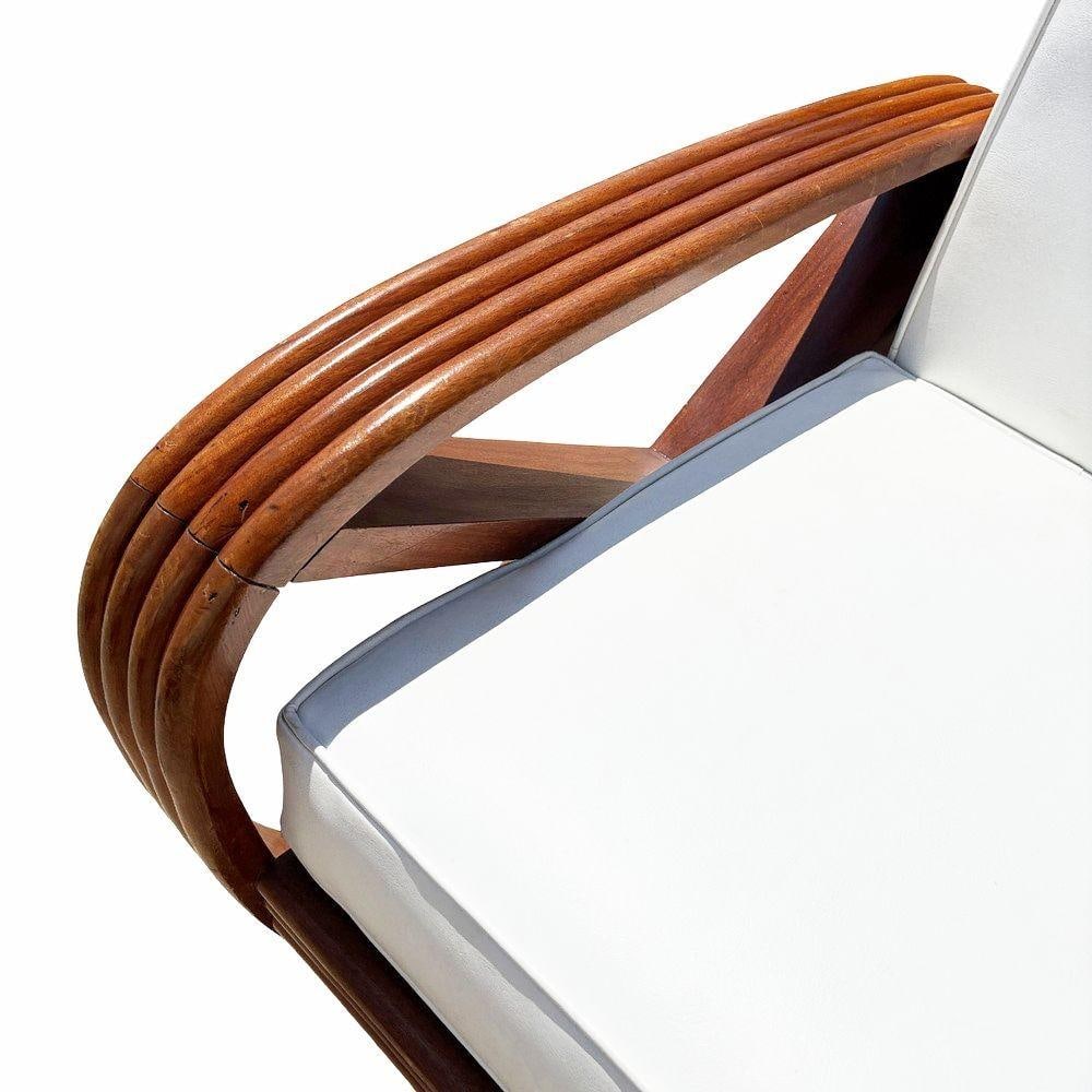 Rare 4-Strand like Carved Mahogany Square Pretzel Faux Rattan Lounge Chair, Pair - 16