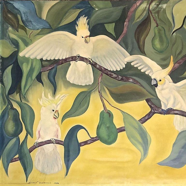 Hawaiian Cockatoos Acrylic on Canvas Tropical Paining by Alfonso Castricone - 14