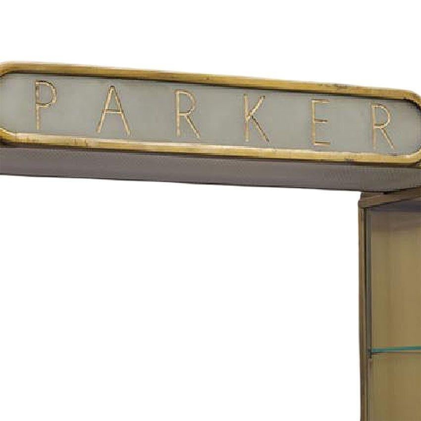 Rare Streamline Art Deco Brass & Oak Double Tower Display Case by Parker Pens - 4