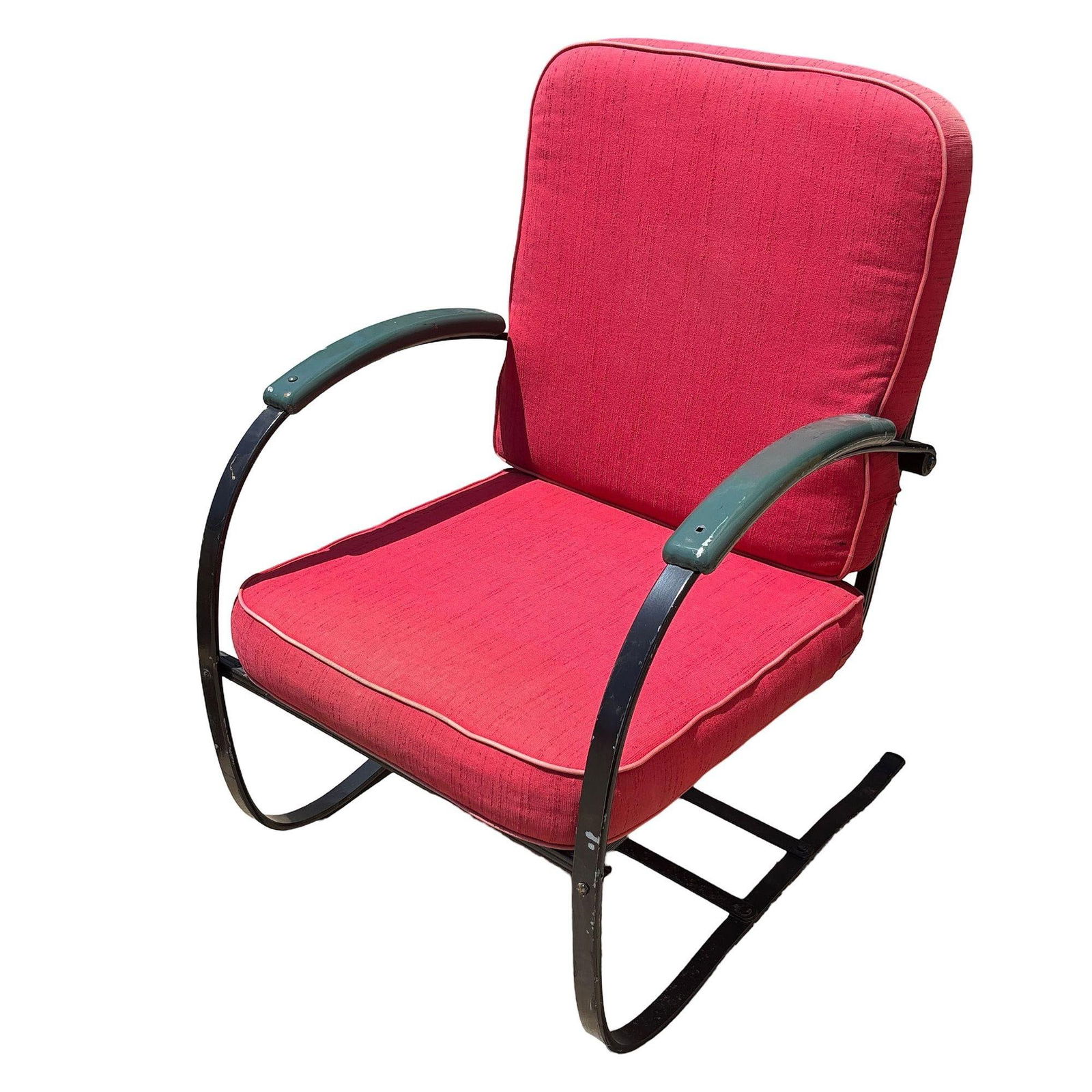 Art Deco Green & Black Springer Rocking Chair by Wolfgang Hoffmann for Howell - 9