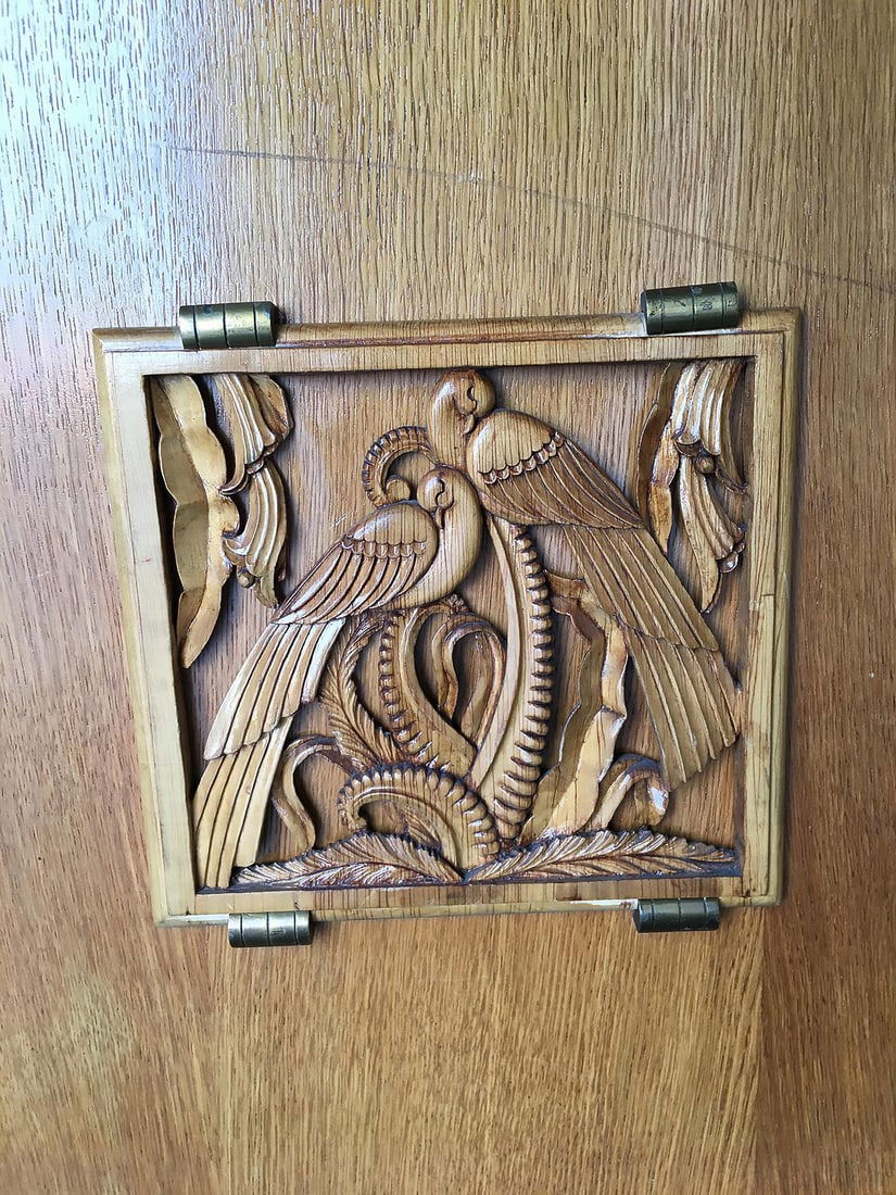 James Mont Style Sideboard with Carved Art Sculpture - 11