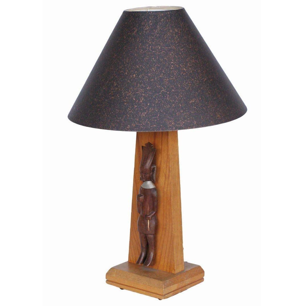 Mid-Century Table Lamps w/ African Hand Carved Kenyan Carvings Sculpture, Pair - 3