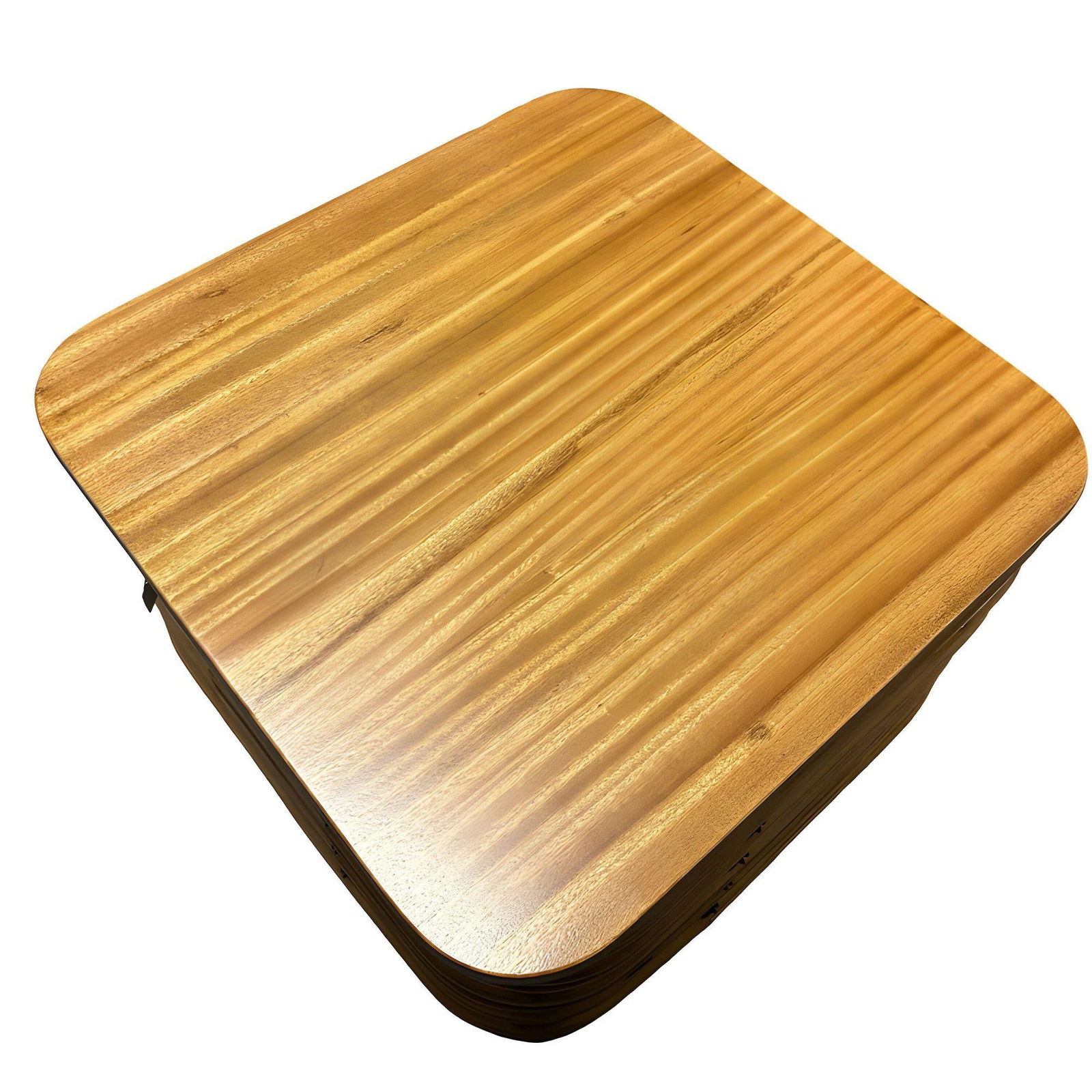 Restored Stacked Rattan Coffee Table w/ Mahogany Top - 11