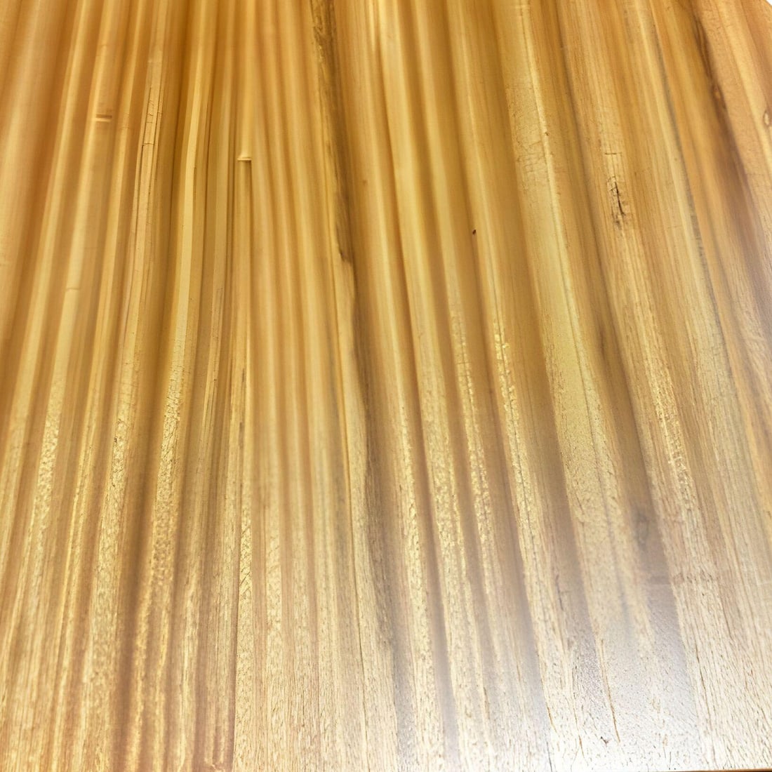 Restored Stacked Rattan Coffee Table w/ Mahogany Top - 18