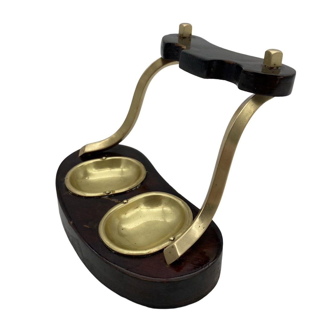 Brass and Bloodwood Pipe Holder by Dunhill w/ Silver Medico Pipe - 10