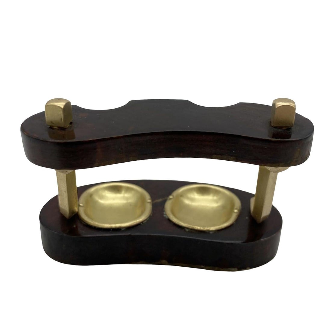 Brass and Bloodwood Pipe Holder by Dunhill w/ Silver Medico Pipe - 11