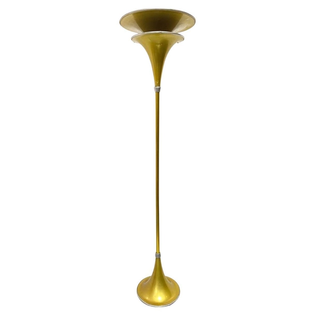 Art Deco Anodized Gold-Tone Spun Aluminum Torchiere Floor Lamp - 2