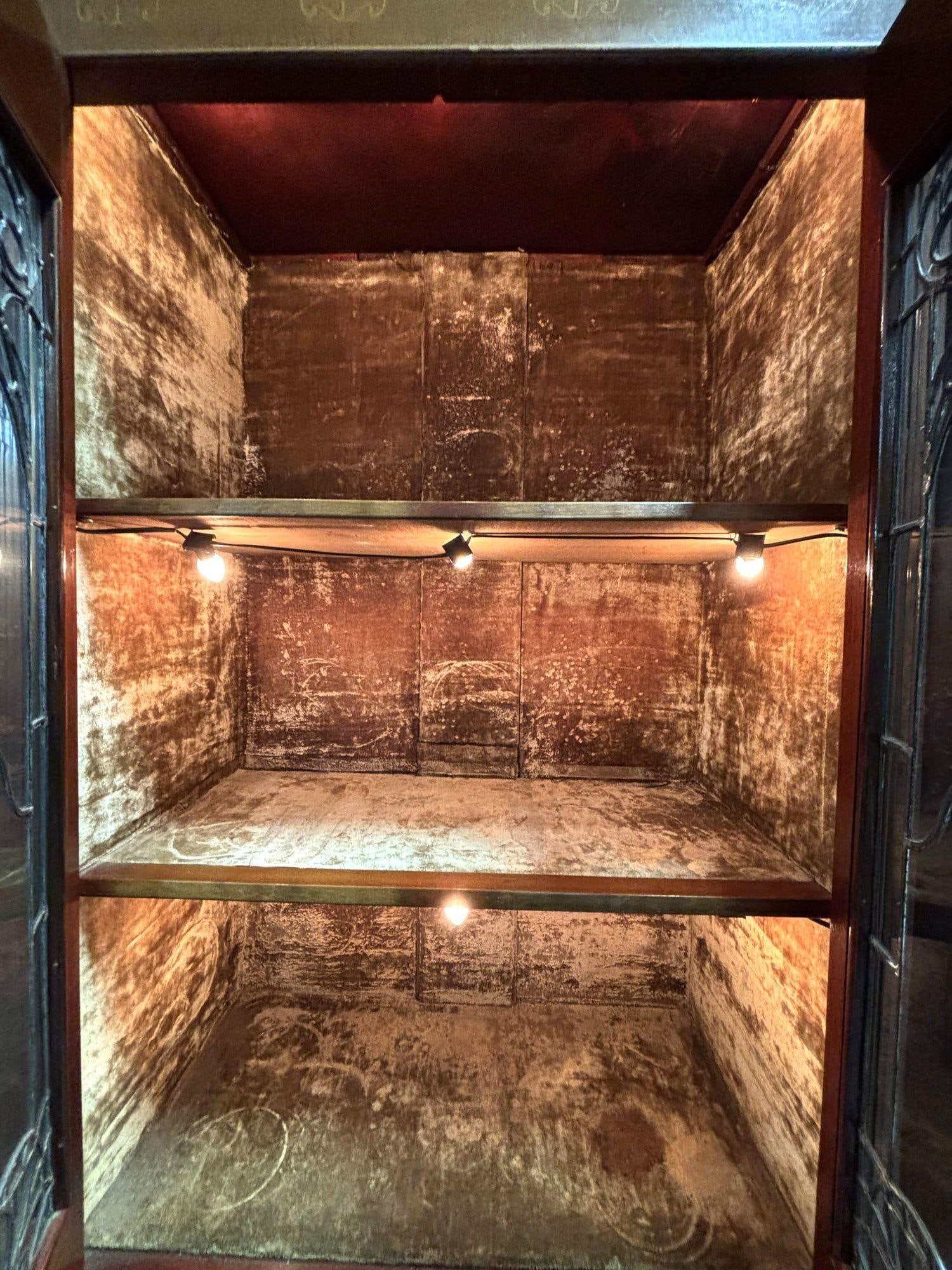 Antique Art Nouveau Mahogany and Floral Marquetry Display Cabinet - 12