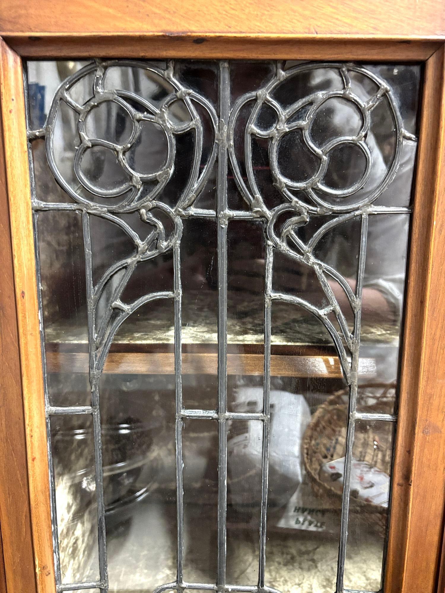 Antique Art Nouveau Mahogany and Floral Marquetry Display Cabinet - 13