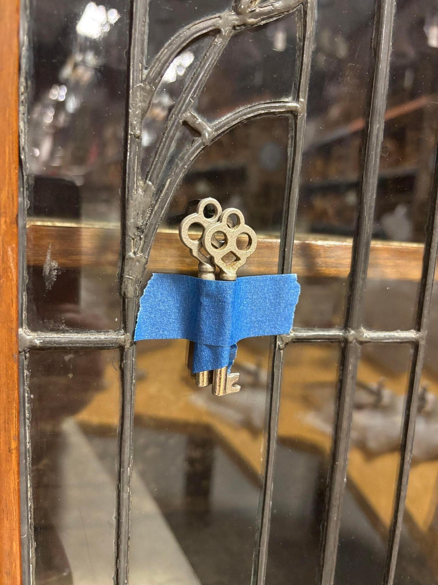 Antique Art Nouveau Mahogany and Floral Marquetry Display Cabinet - 6