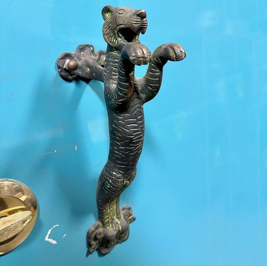 Mid-century Hollywood Regency Grand Turquoise Door w/ Custom Handles - 5