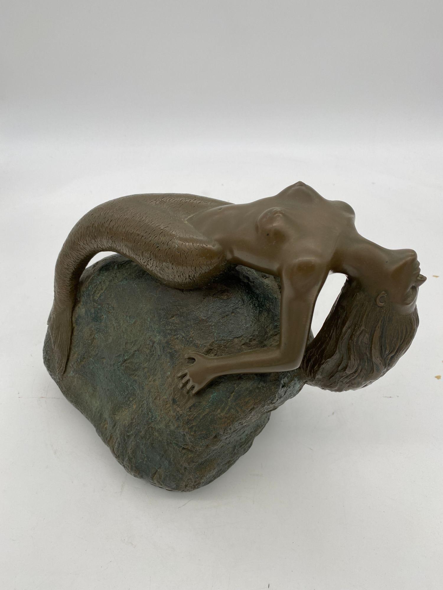Bronze Mermaid Siren Statue on Beach Rock by James Siebert - 11