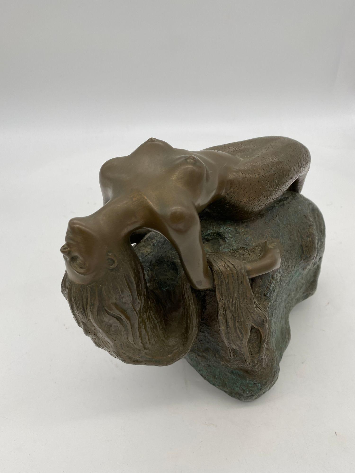 Bronze Mermaid Siren Statue on Beach Rock by James Siebert - 14