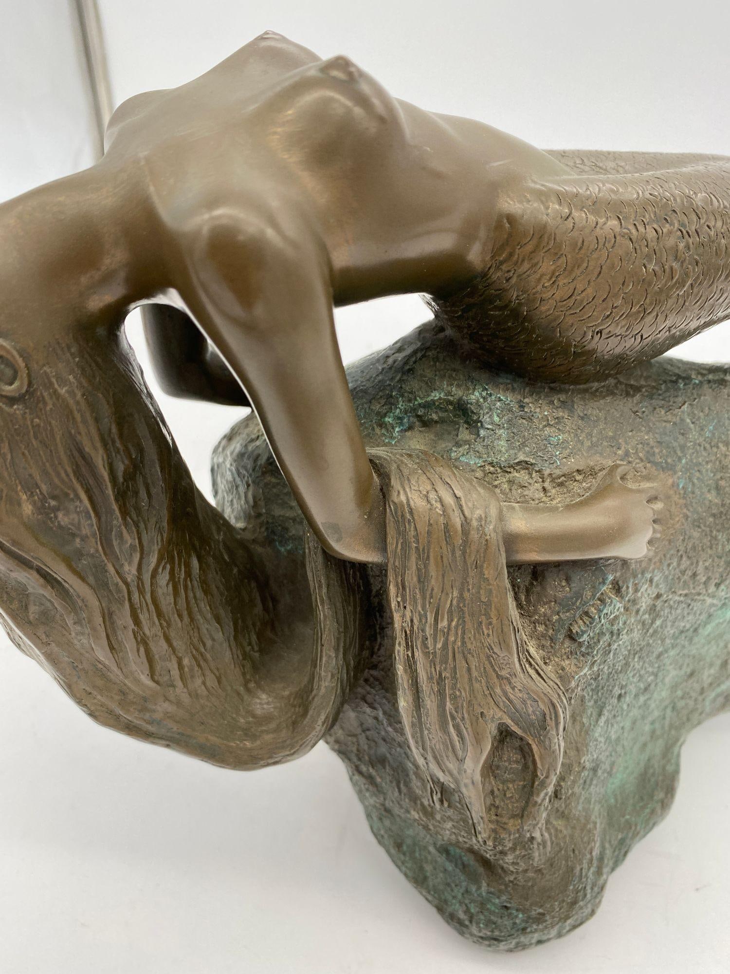 Bronze Mermaid Siren Statue on Beach Rock by James Siebert - 15