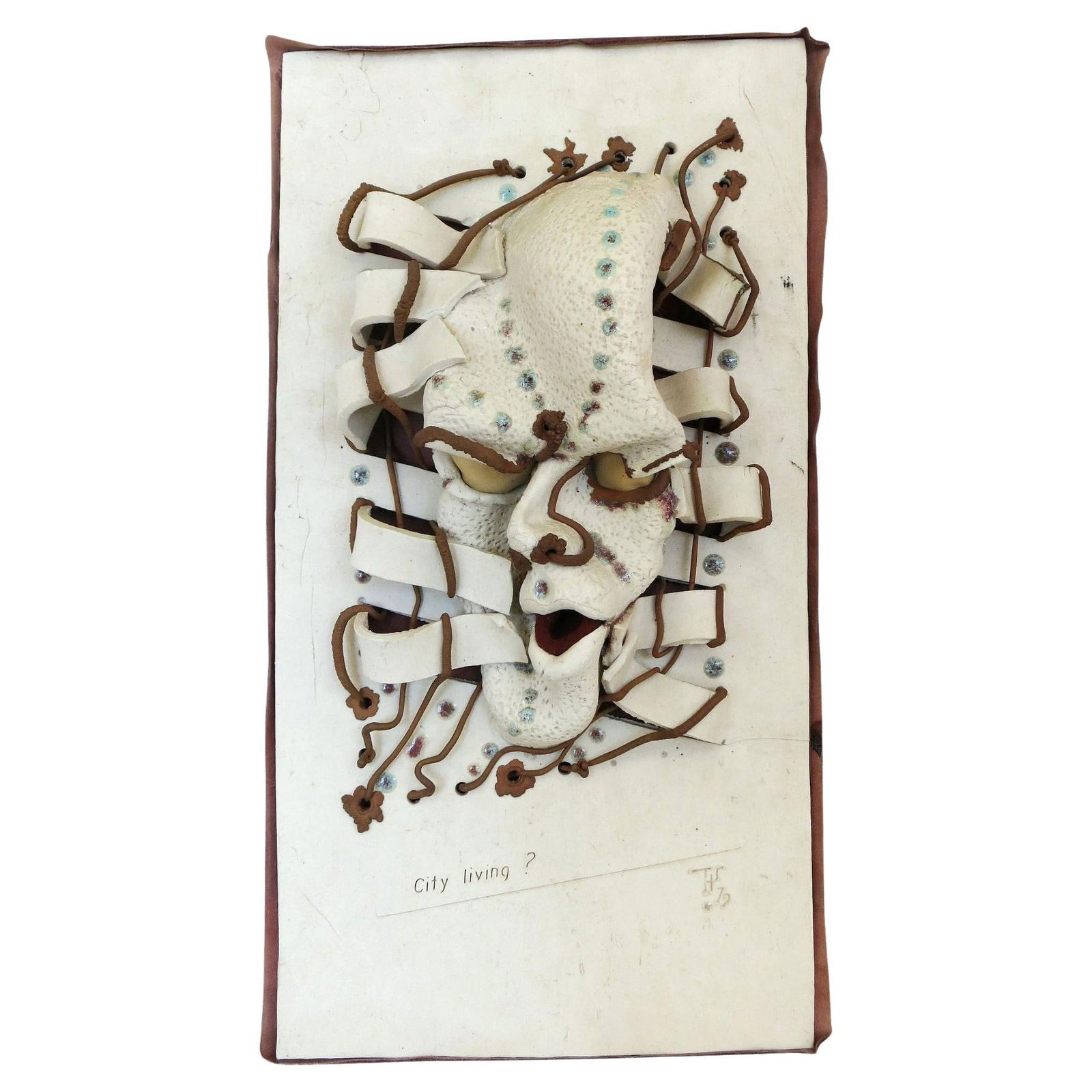 Postmodern "City Living ?" Art Pottery Figural Wall Sculpture - 15