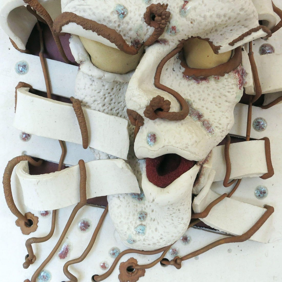 Postmodern "City Living ?" Art Pottery Figural Wall Sculpture - 17