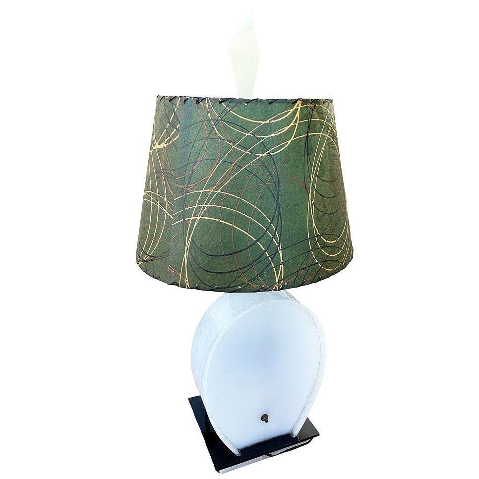 Mid-century Acrylic Hula Girl Midnight Palm Silhouette Table Lamp by Moss - 12